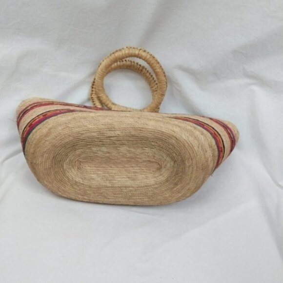 Straw Striped Basket Tote Purse - Picture 4 of 9
